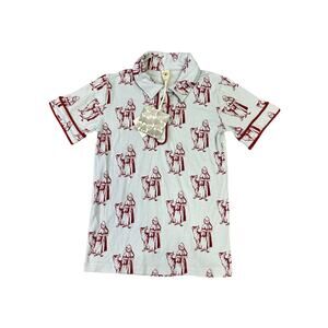 Kate Quinn Red Riding Hood Collared Shirt NWT‎ Boys Size 7, Blue/Red Toile